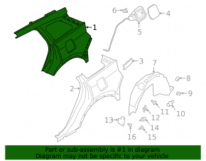 Lincoln Corsair 20-25 black rear right quarter panel