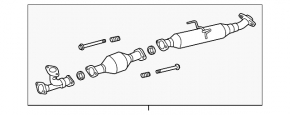 Exhaust line middle part without catalytic converter Toyota Sienna 11-16 3.5 FWD rusty