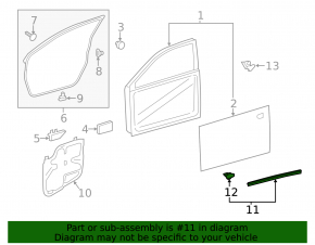 Front left door seal Toyota Avalon 13-18 lower