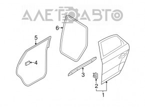 Rear left door assembly for Audi Q5 8R 09-17 keyless, black LY9T, chrome handle
