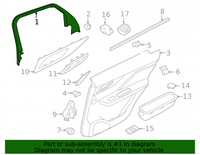 Door frame inner rear right Jaguar F-Pace X761 17- black