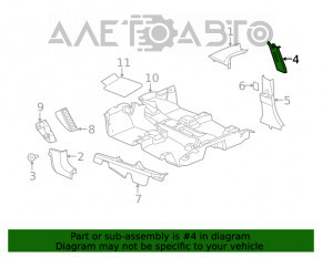 Center pillar trim upper belt left Jeep Patriot 11-17 gray