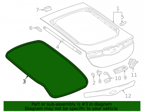 Rubber seal for the tailgate of the Chevrolet Volt 16-