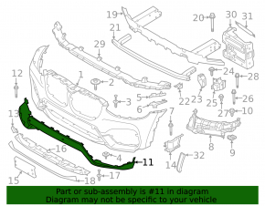 BMW X3 G01 18-21 front bumper lip, structure, for parking sensors, scratches, non-factory holes