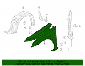 Front left fender Honda Civic 11-15