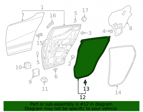 Rear left door seal for Toyota C-HR 18-23 Turkey built
