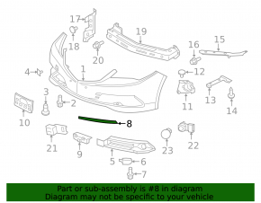 Front bumper molding left Acura TLX 15-17 prerest chrome
