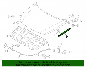 Hood shock absorber right Hyundai Sonata 18-19