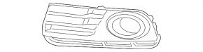 Right lower grille of the front bumper for Audi Q5 8R 13-17, matte + glossy chrome, under fog lights, type 2