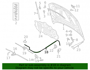 Audi A3 22-26 hood release cable