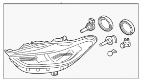 Headlight front left Ford Fusion mk5 17-20 halogen, with DRL SIGNEDA