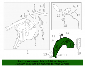 Rear left fender liner for Land Rover Range Rover Velar 18-23