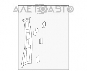 Mercedes W221 black center pillar trim, upper belt, right