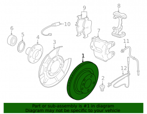 Rear right brake disc BMW 3 F30 12-16 N20 RWD, for 1 piston