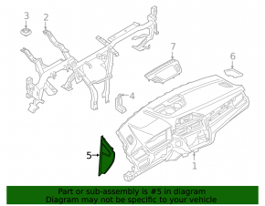 Front panel trim side left BMW X1 F48 16-22 black