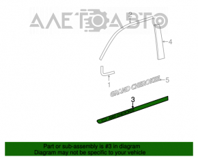 Lower front left door molding Jeep Grand Cherokee WK2 11-14 chrome