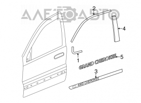 Lower front left door molding Jeep Grand Cherokee WK2 11-14 chrome