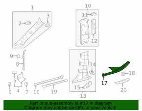 Lexus ES300h 19-26 black rear right inner door sill plate