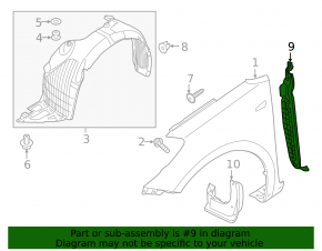 Wing seal door-wing left Kia Forte 4d 14-18
