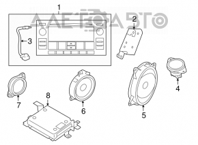The front left door speaker of the Subaru Forester 14-18 SJ is dented, there is a chip on the housing