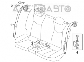 Rear left seat belt Hyundai Veloster 12-17 black