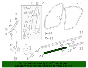 Outer front left threshold trim Mercedes W211 chrome, scratch, torn seal