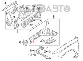 Ford Fusion mk5 13-20 front left quarter panel plug-in body, black, with charging port bracket