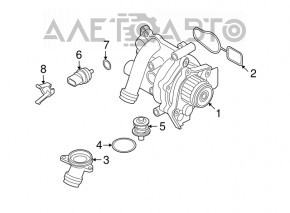 Cooling pump with thermostat housing assembly Audi A6 C7 12-15 2.0T