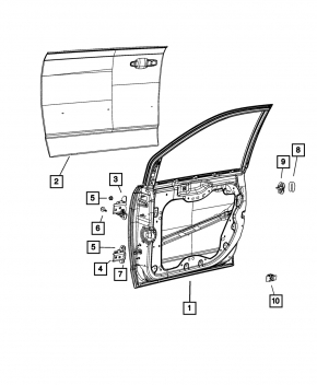 Door assembly front left Dodge Grand Caravan 11-20