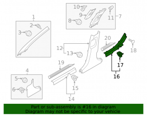 Door sill trim rear right inner Hyundai Sonata 15-19 black, scratch