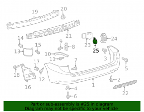 Rear bumper parking sensor mount for Toyota Sienna 11-17, internal