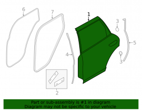 Door bare rear left Porsche Cayenne 958 11-17