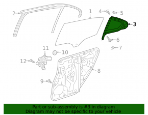 Mercedes A-Class V177 19-22 rear left triangle door glass