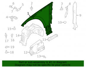 Front right wing Land Rover Range Rover Velar 18-23