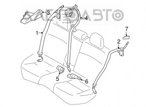 Seat belt rear left Subaru Impreza 5d 17-23 GK black