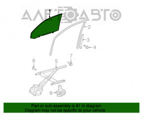 Front right door glass Toyota Highlander 08-13