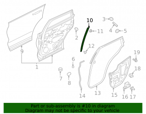 Rear left door glass guide Infiniti QX50 19-20