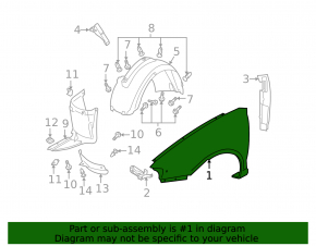 Front right wing Audi A3 06-08