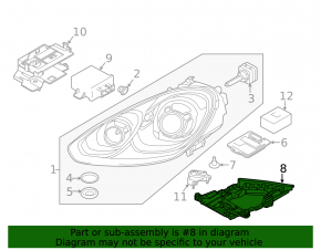 Left headlight bracket for Porsche Cayenne 958 15-18, lower, for LED