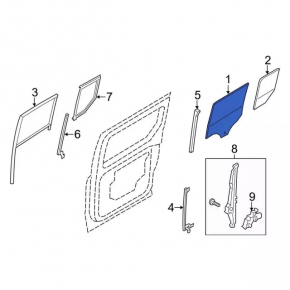 Ford Transit Connect MK2 13-23 rear left door glass, drop-down