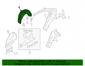 Rear right mudguard BMW 5 F10 11-16