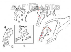 Rear right mudguard BMW 5 F10 11-16