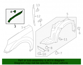 Left hood-to-wing seal for Subaru Outback 10-13