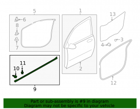 Mitsubishi Outlander 14-21 Front Left Door Seal Lower