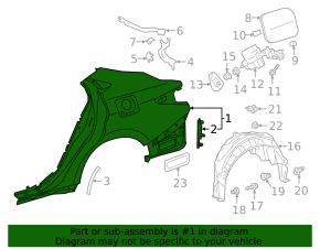 Rear right wing Lexus ES 250 ES300h ES350 19-26 under BSM