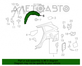 Rear left fender liner Toyota Highlander 14-19 dented