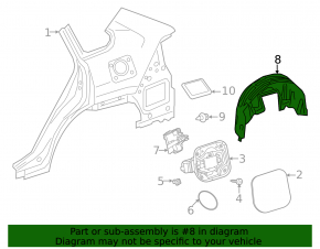 Rear left fender liner Toyota Venza 21 - torn