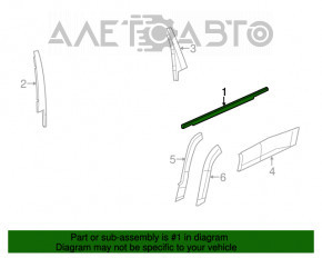 Upper front left door molding Jeep Cherokee KL 14-22 chrome without glass seal