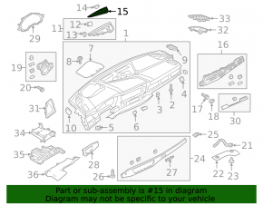 The front panel center trim for the Audi A4 B9 17-20 speakers is gray, with a mesh, the mount is broken.