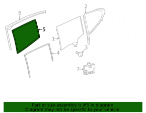 Rear right glass seal Porsche Panamera 10-16 inner